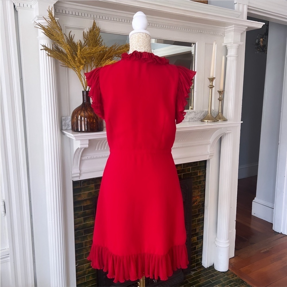 JILL STUART Red Flutter Ruffle Trim V-Neck Mini Dress‎ Size 6 - Picture 11 of 14